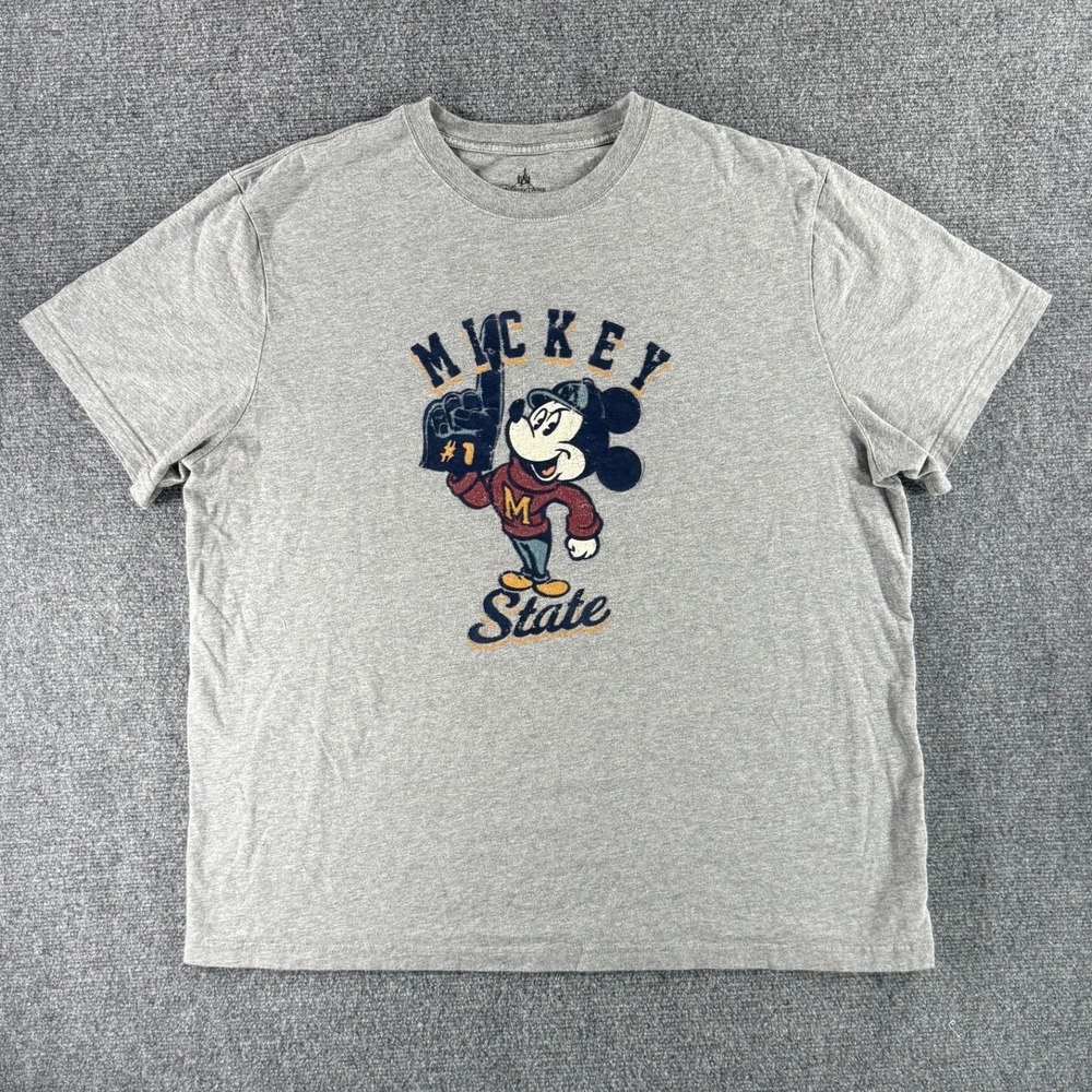 Disney Parks Mickey State Heather Gray Graphic T-Shirt Mens XL Foam Finger